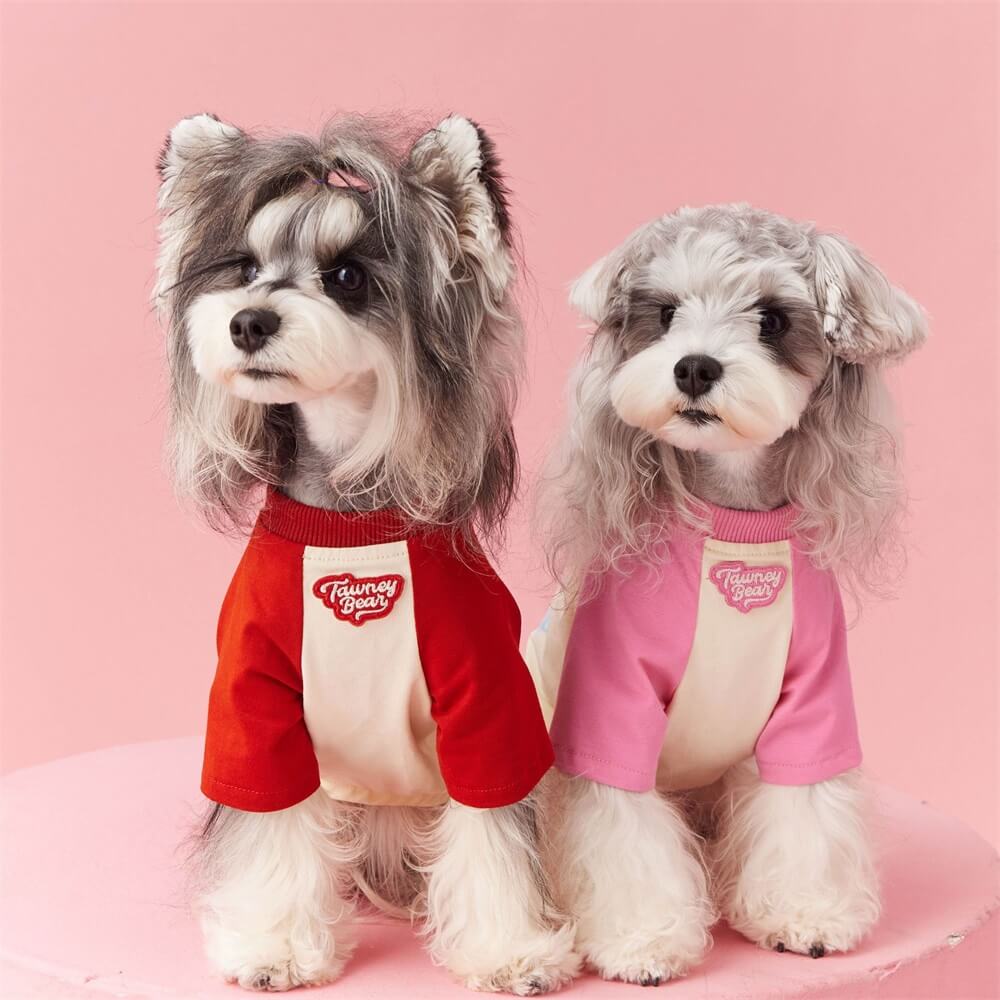 Roupas para cães de estimação bonito e fofo contraste cor tendência moda contraste cor camiseta