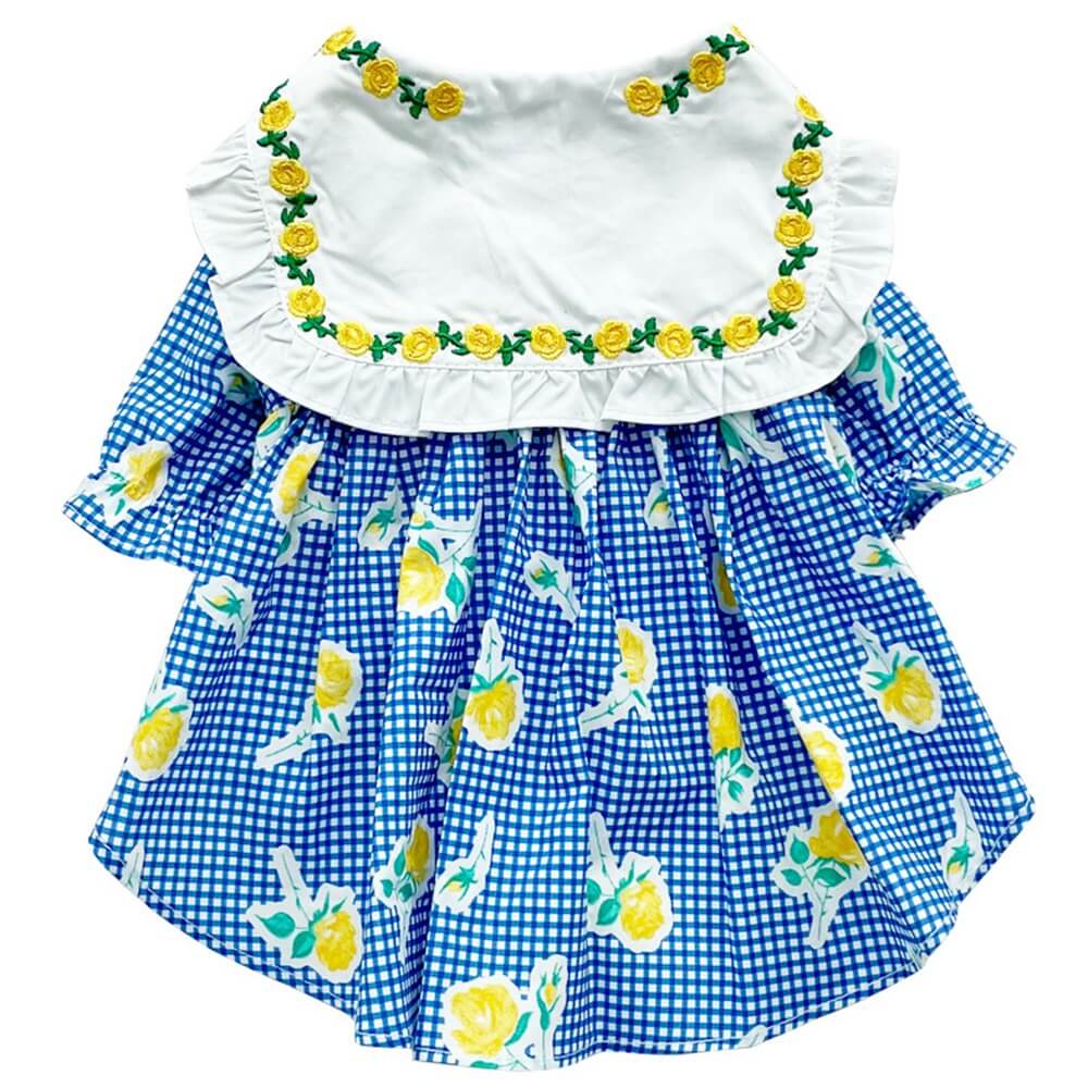 Vestido Floral Gingham Charmoso para Cães - Vestuário para Animais de Estimação com Inspiração Vintage