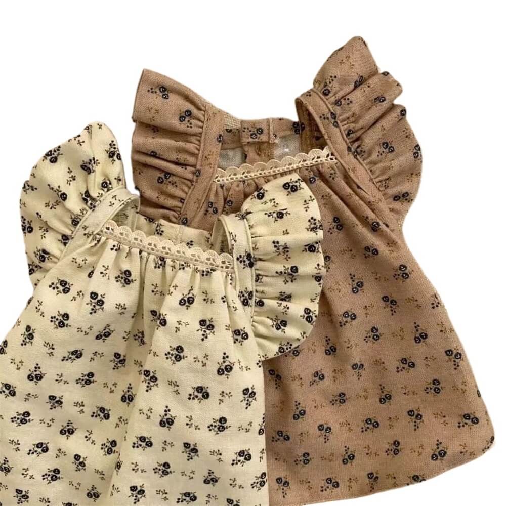 Vestido floral vintage charmoso para cachorro – perfeito para passeios elegantes