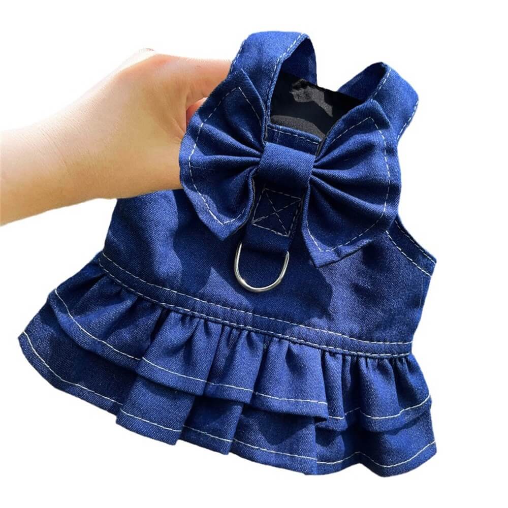 Conjunto de vestido e colete jeans para cachorro - adorável e moderno para raças pequenas