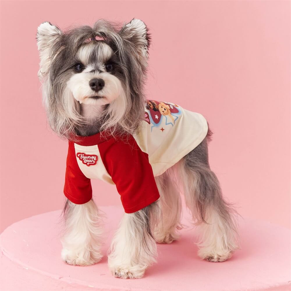 Roupas para cães de estimação bonito e fofo contraste cor tendência moda contraste cor camiseta