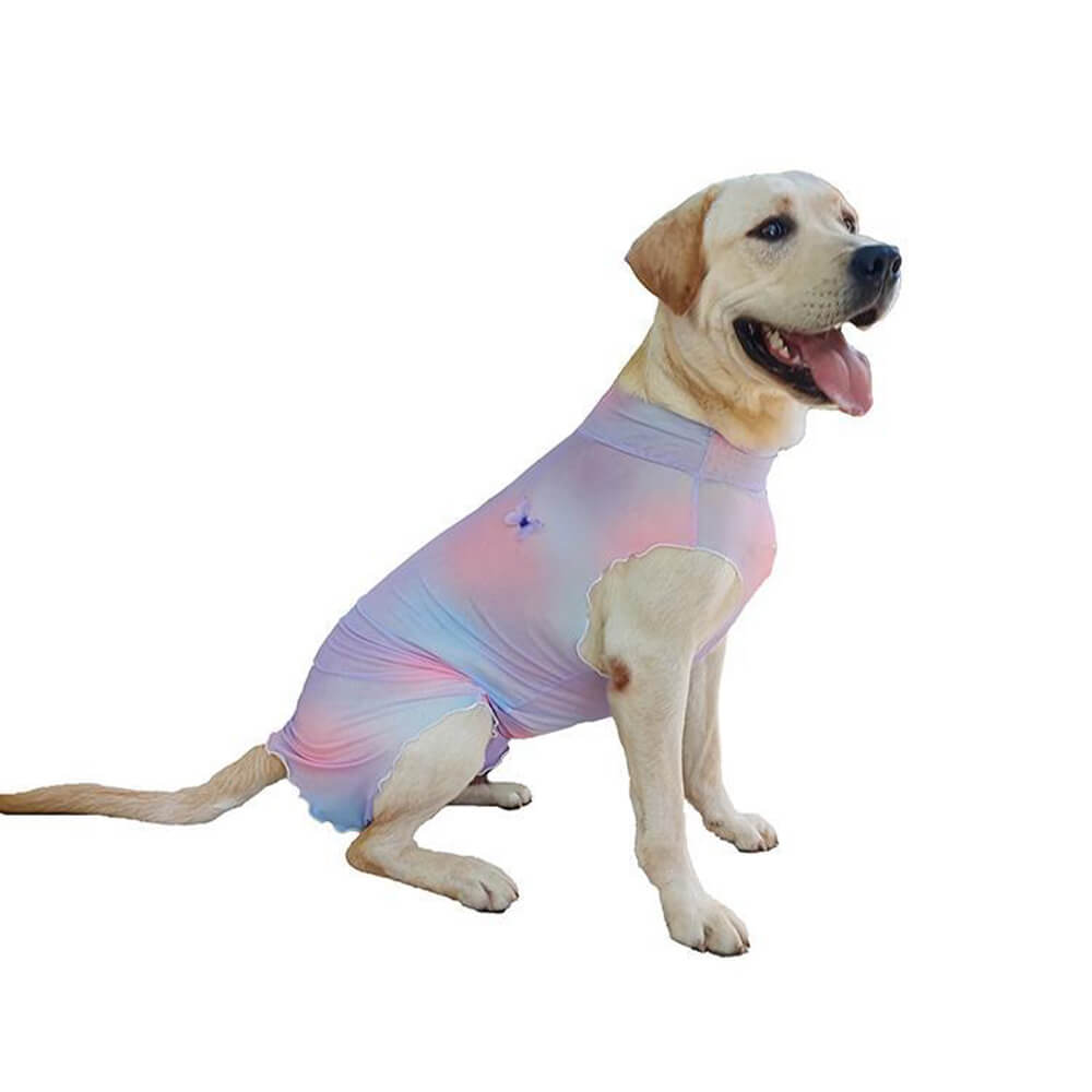 Roupas para cães de estimação arco-íris tie-dye resfriamento respirável malha elástica colete de proteção solar