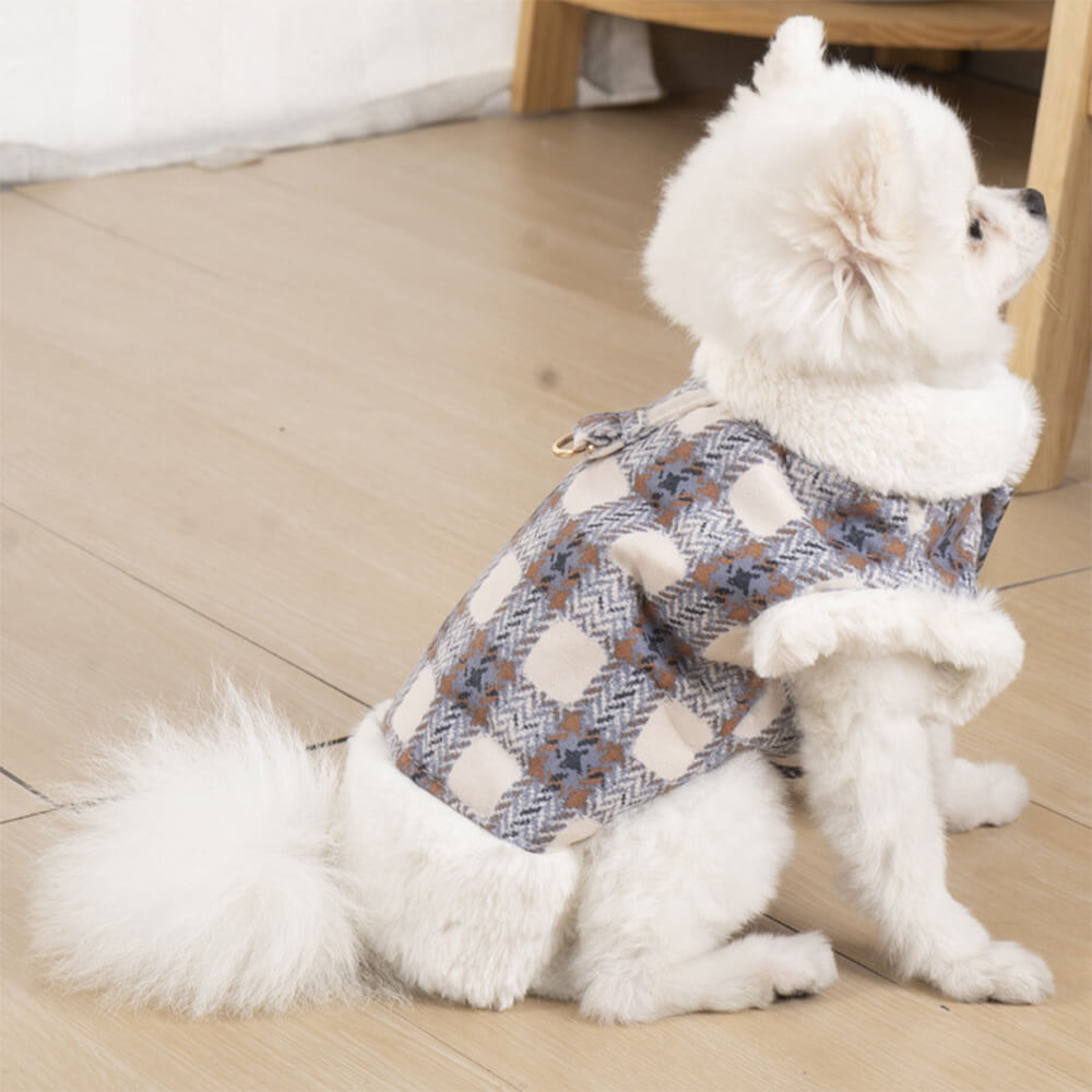 Casaco de lã xadrez para cães - Uma jaqueta de inverno quente e estilosa