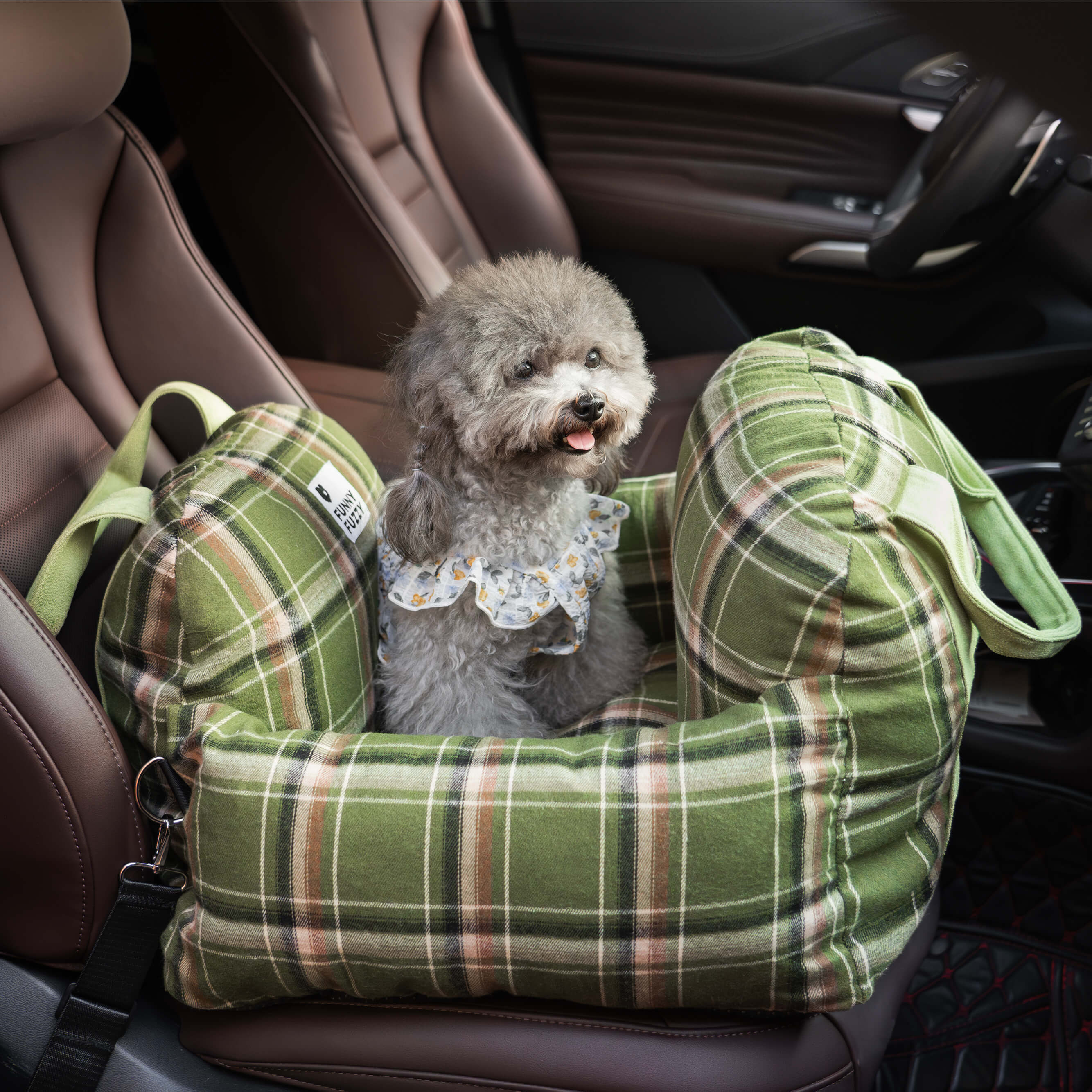 Cama de Segurança para Cachorro para Assento de Carro para Viagem Xadrez Vintage