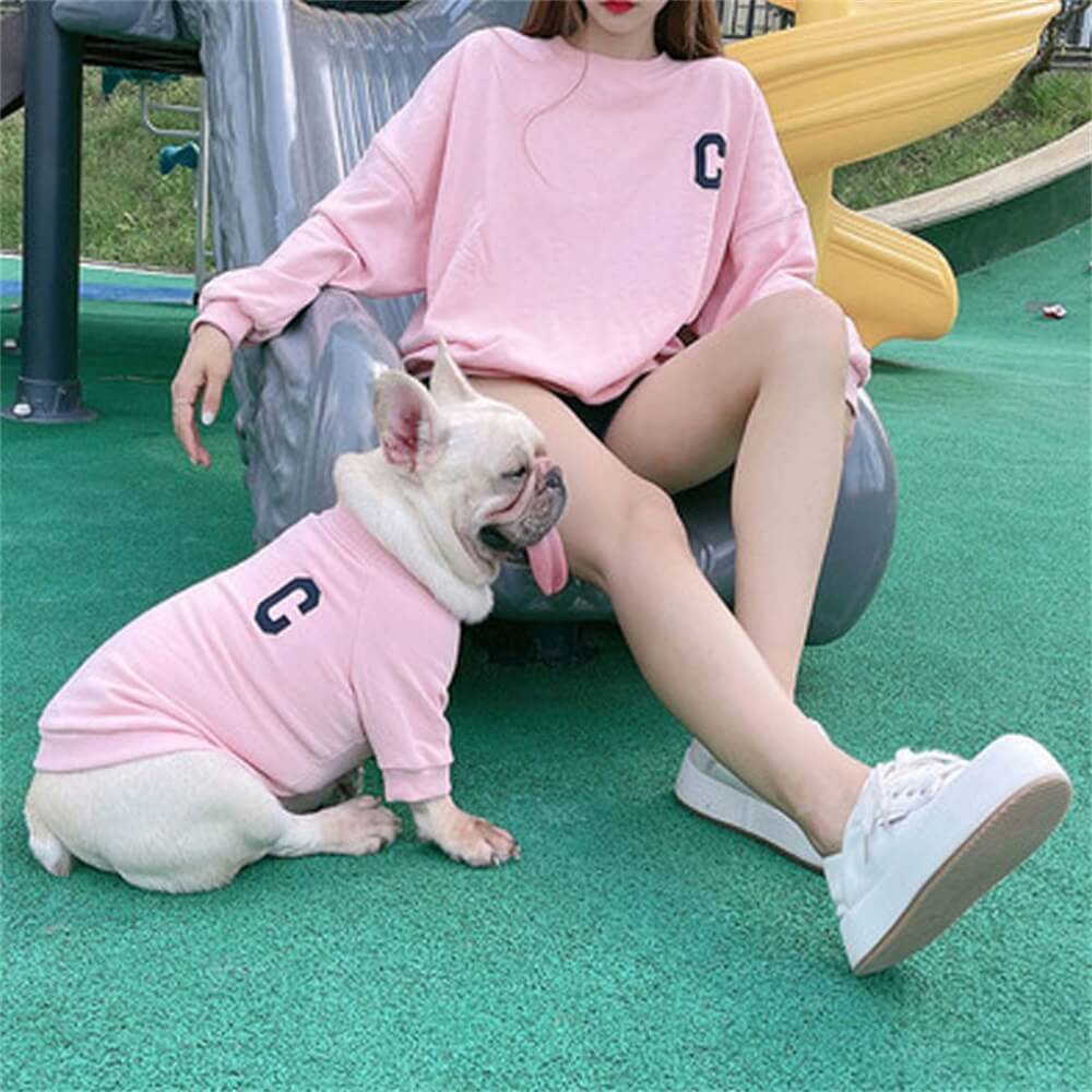 Roupas para animais de estimação cachorro estilo familiar moletom bordado com letras