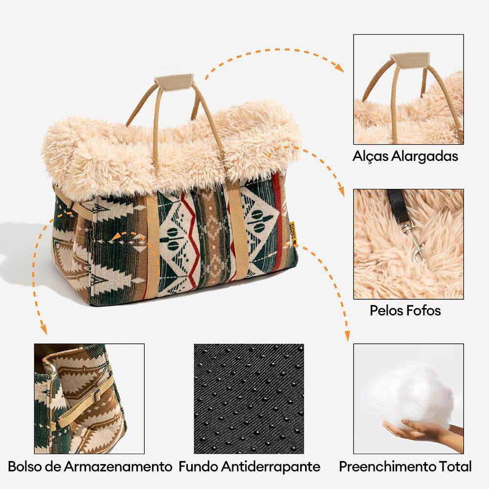 Grande reversível para todas as estações Indie Boho Pet Carrier e Dog Snuggle Sleeper Bag - Wondernap