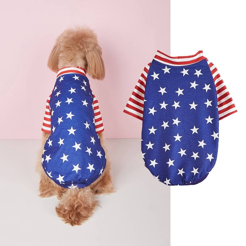 Camiseta para cachorro com bandeira americana, camiseta para cachorro de duas pernas de verão