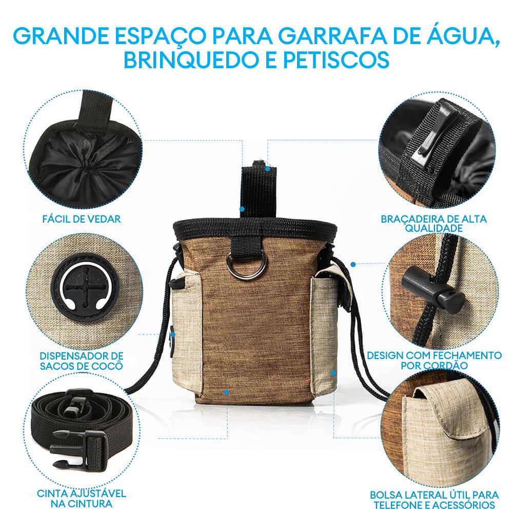 Bolsa de cintura multifuncional à prova d'água para passear com cães e com armazenamento