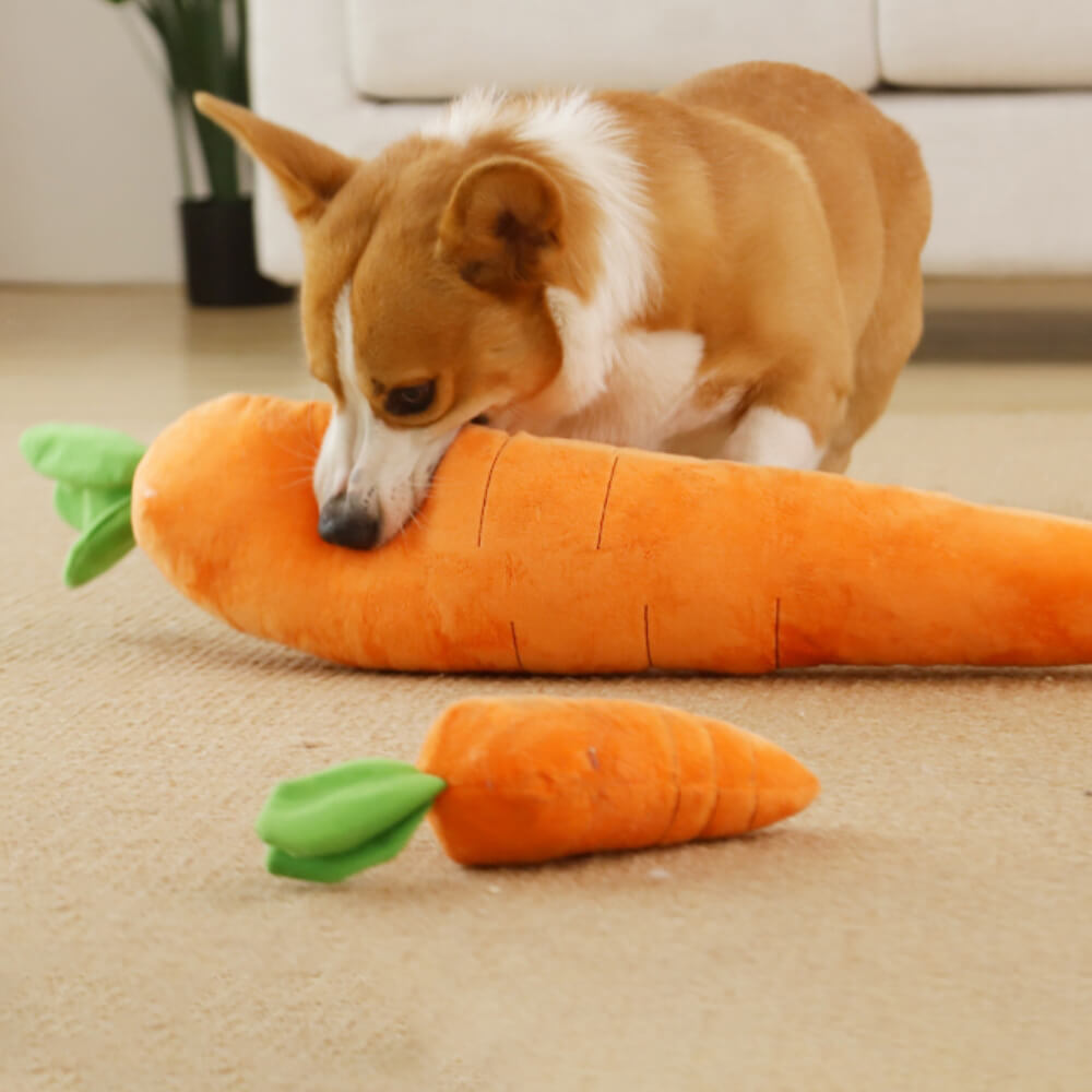 Brinquedo de Cenoura Interativo com Apito de Cachorro em Felpa