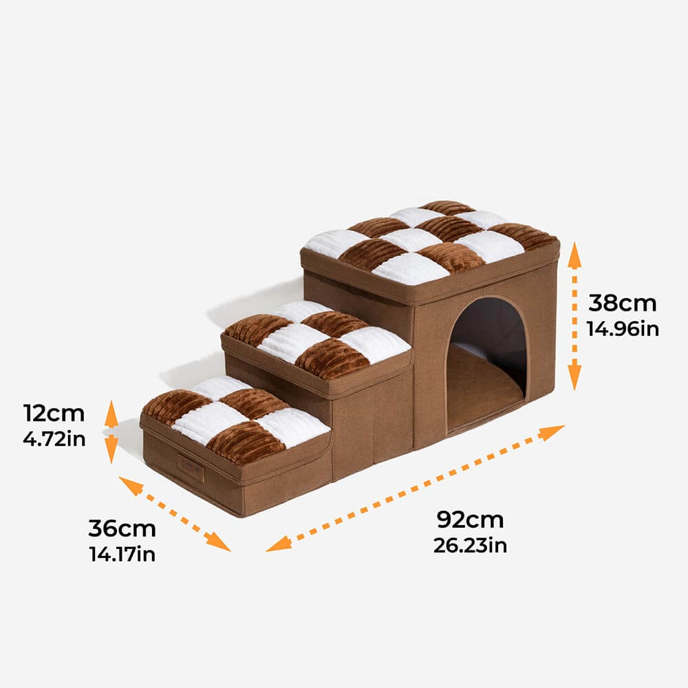 Escadas para cães artesanais em formato de tabuleiro de xadrez com armazenamento e condomínio - Napsteps