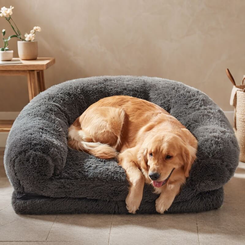 Cama grande de pelúcia chique para cães Cama dobrável para cães humanos