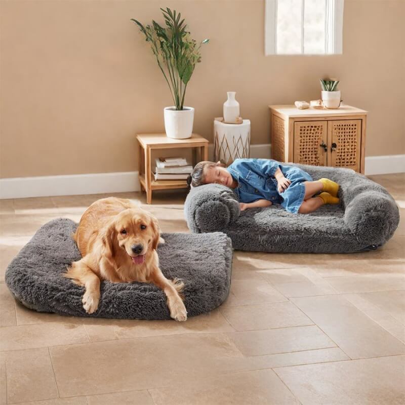 Cama grande de pelúcia chique para cães Cama dobrável para cães humanos