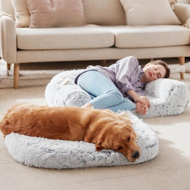 Cama grande de pelúcia chique para cães Cama dobrável para cães humanos