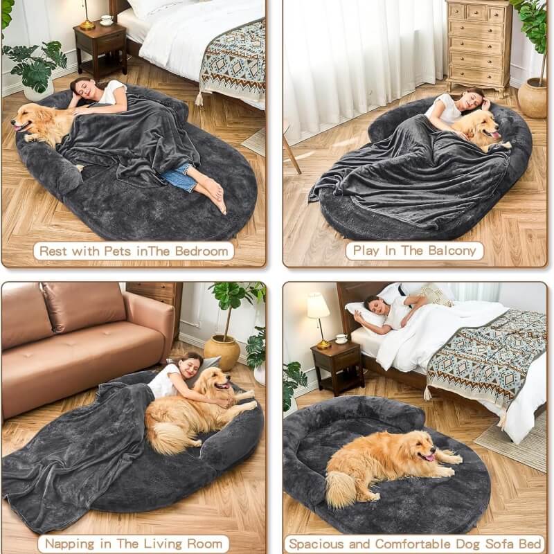 Cama grande de pelúcia chique para cães Cama dobrável para cães humanos