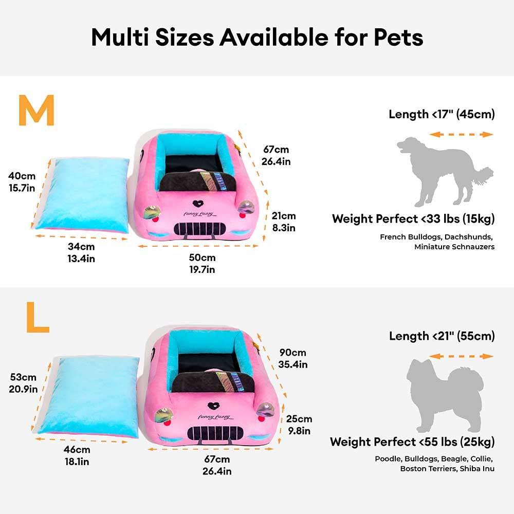 Cama para Animais de Estimação Clássica Conversível com Almofada para Carros de Corrida - Fast＆Fur