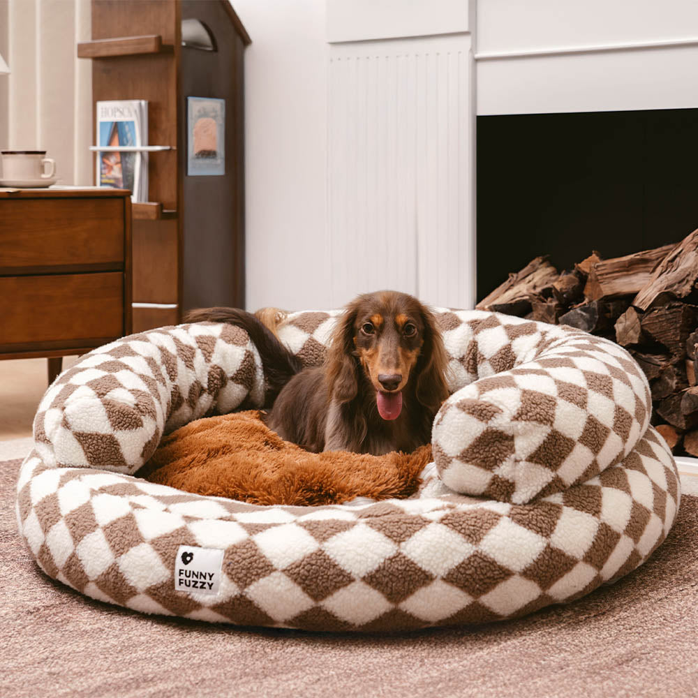 Cama para cachorro Clássico Argila lavável Bolinho de Donut - Refúgio acolhedor