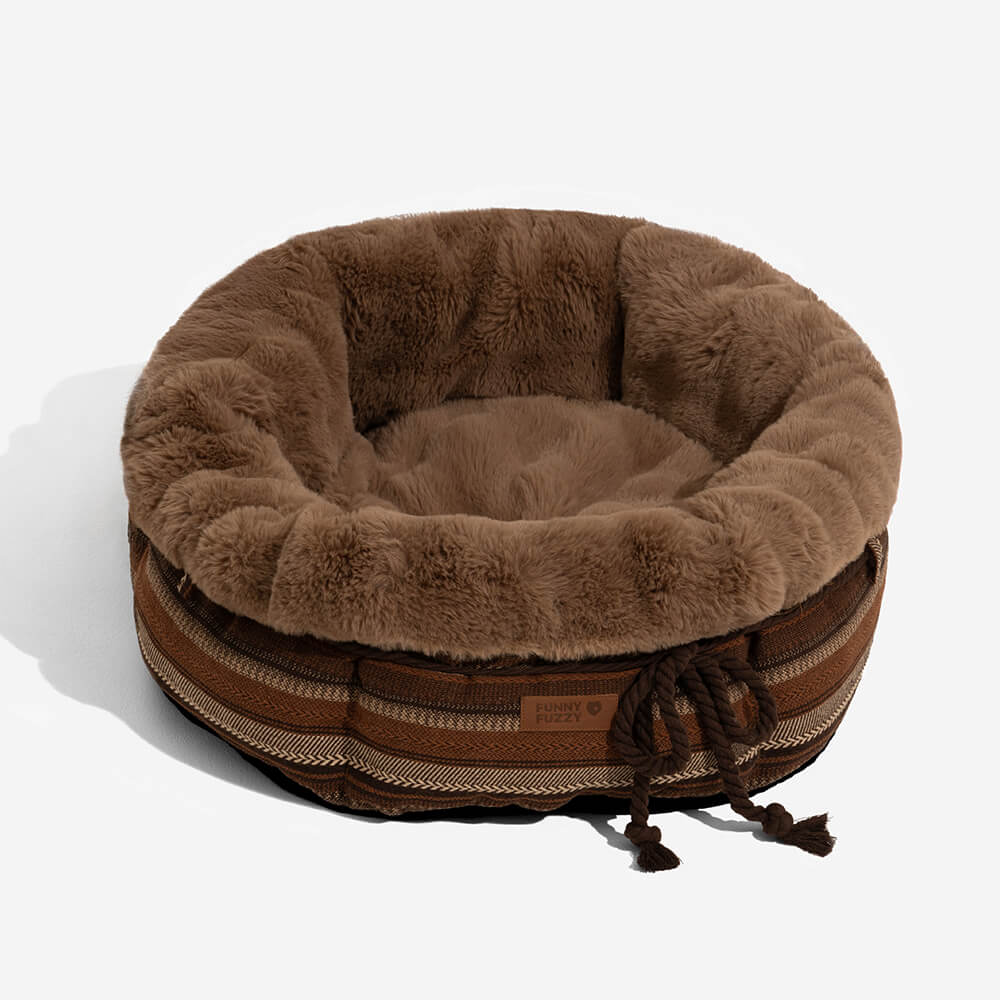 Cama de cachorro clássica Jacquard Plush Donut - Snuggle Den