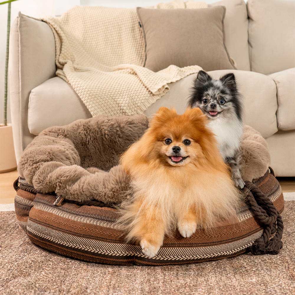 Cama de cachorro clássica Jacquard Plush Donut - Snuggle Den