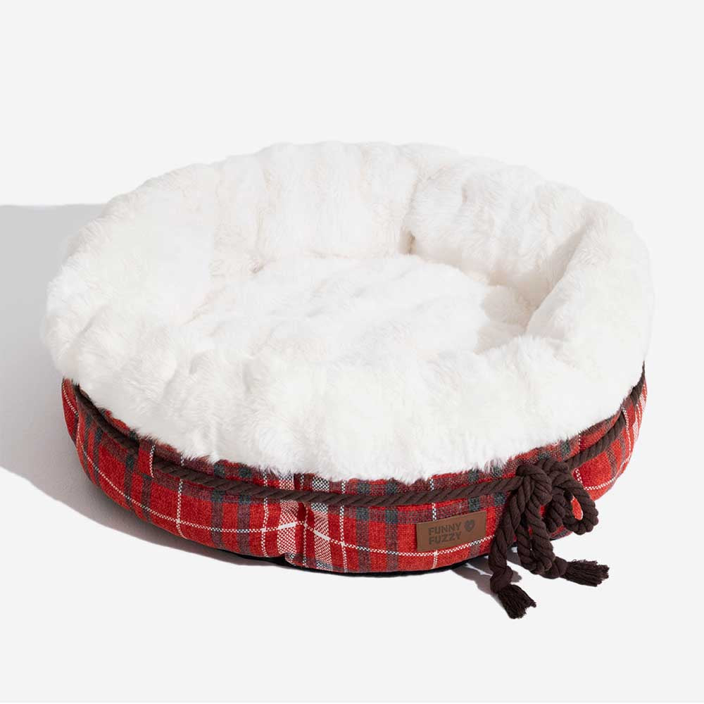 Cama de cachorro clássica Jacquard Plush Donut - Snuggle Den