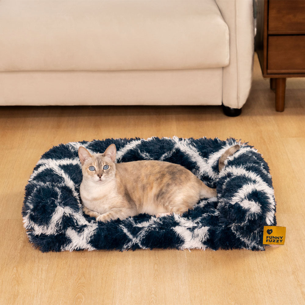 Sofá-Cama Ortopédico para Gatos com Estampa Clássica de Xadrez - Conforto Aconchegante