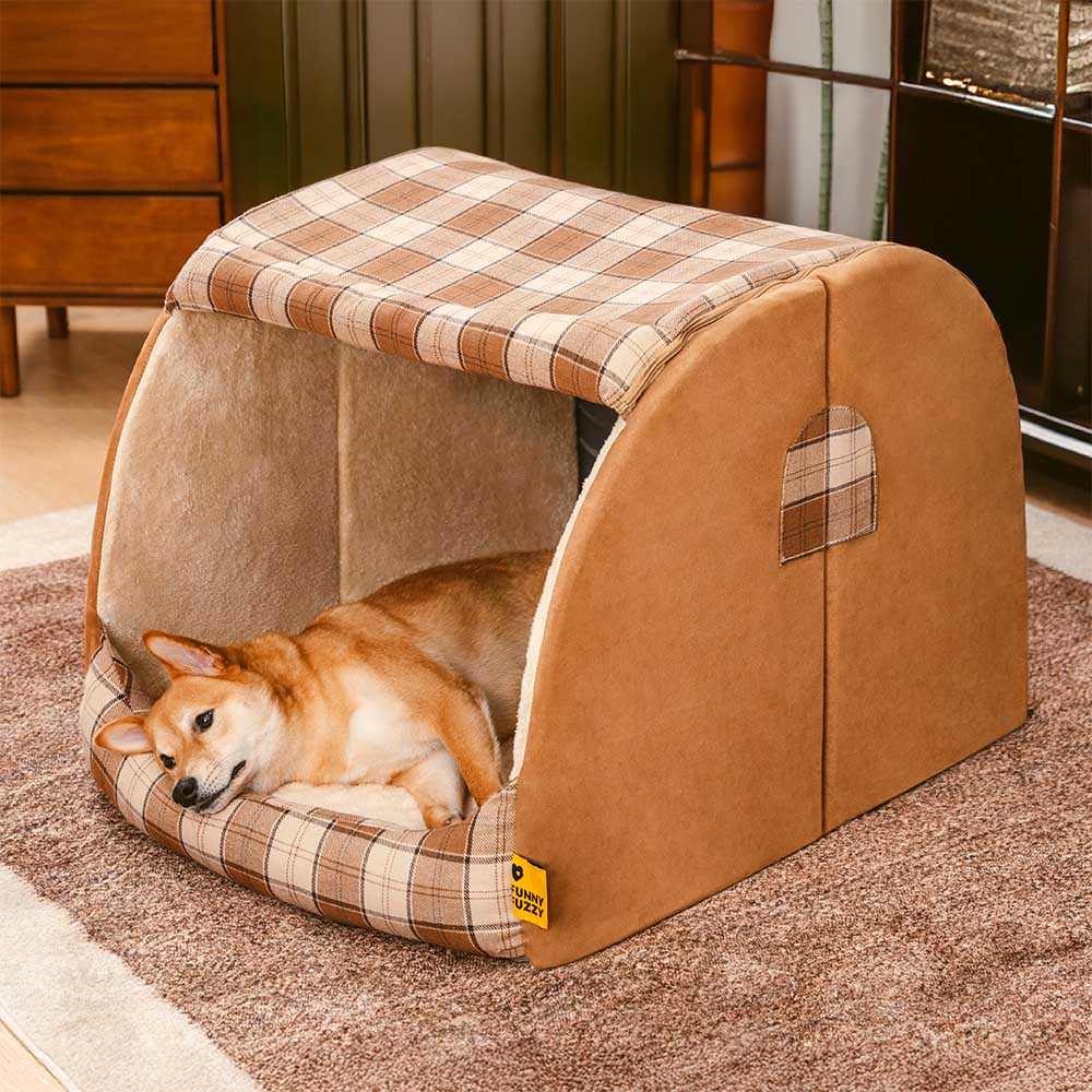 Cama ortopédica para cães Classical Plaid House - Warm Retreat