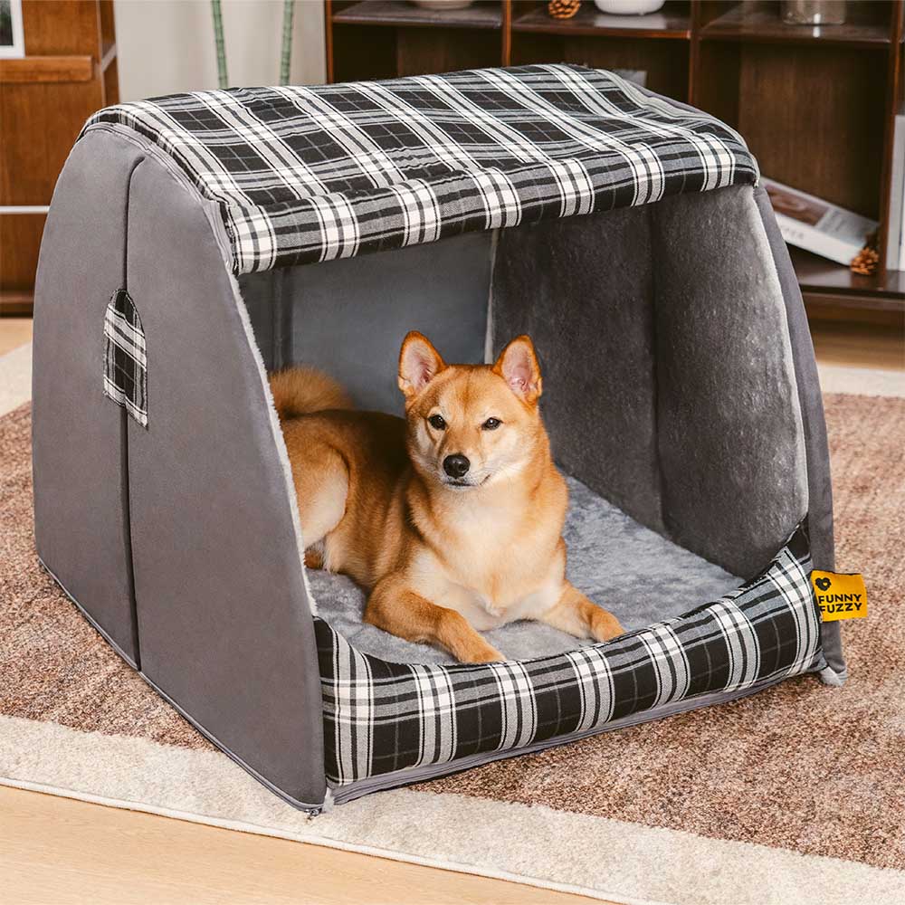 Cama ortopédica para cães Classical Plaid House - Warm Retreat