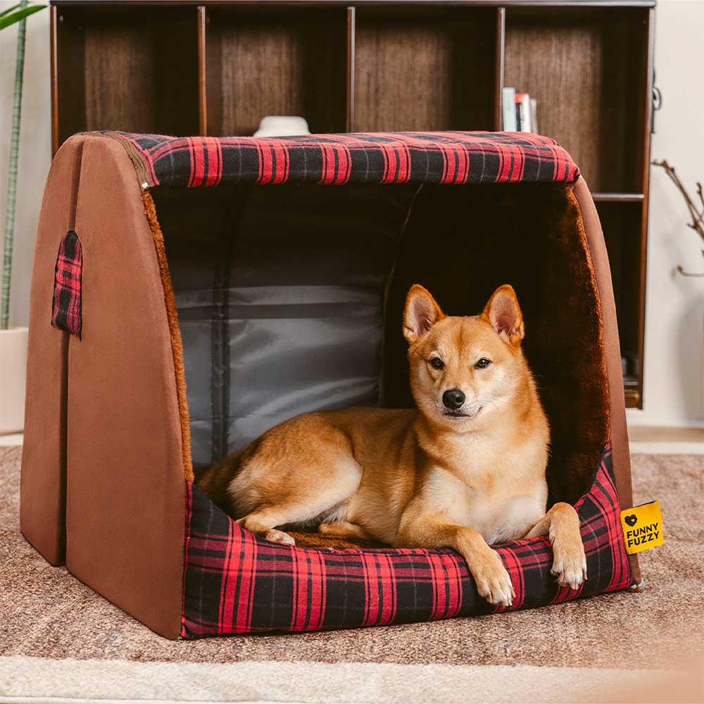 Cama ortopédica para cães Classical Plaid House - Warm Retreat