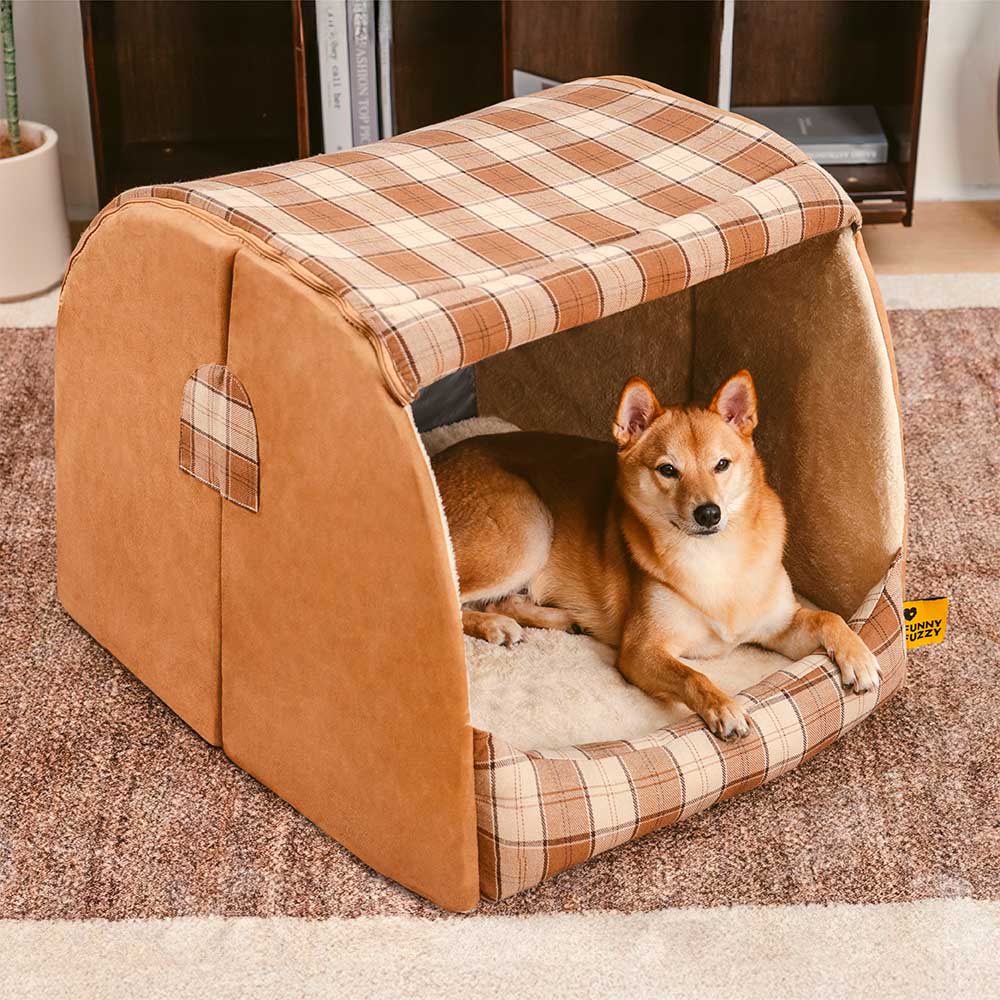 Cama ortopédica para cães Classical Plaid House - Warm Retreat