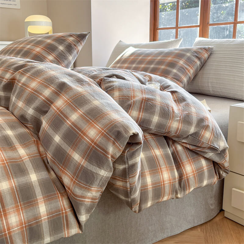 Conjunto de lençóis macios e confortáveis para todas as estações da Cozy Classic Plaid Dreams