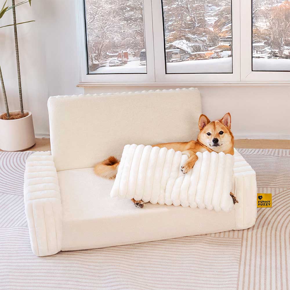 Cama de reforço ortopédica cremosa e fofa para humanos e cães - conforto expansível