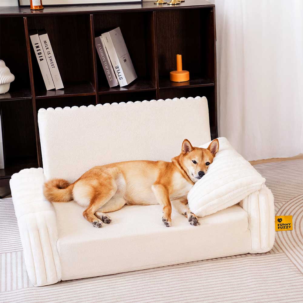 Cama de reforço ortopédica cremosa e fofa para humanos e cães - conforto expansível