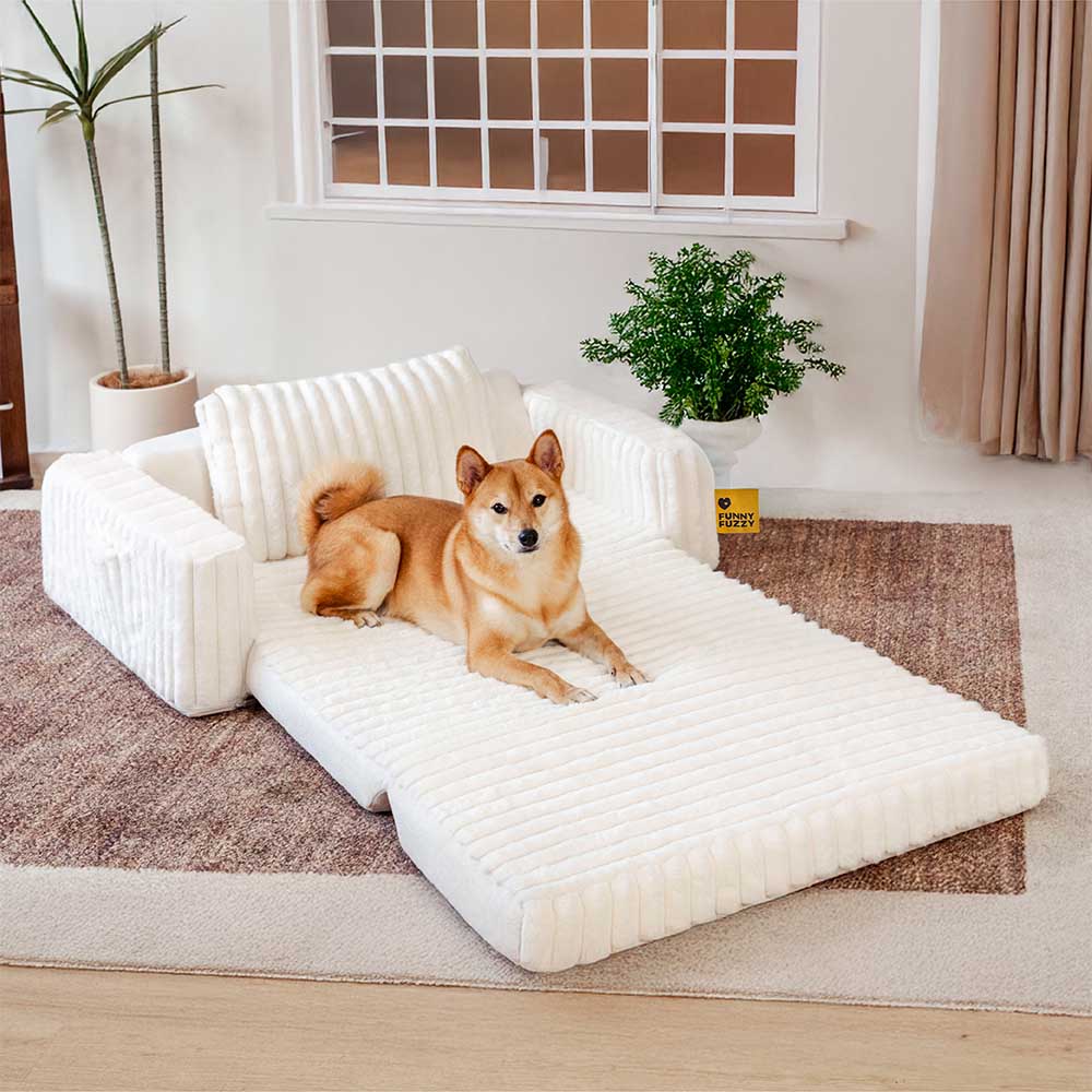 Cama de reforço ortopédica cremosa e fofa para humanos e cães - conforto expansível