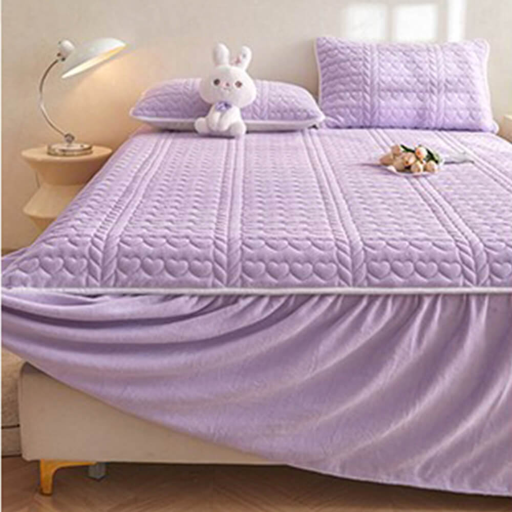 Conjunto de saia de cama acolchoada de veludo cremoso de leite