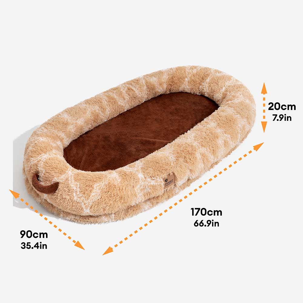 Cama para cachorro humano super grande e macia em formato de donut cremoso - Cuddle Cradle