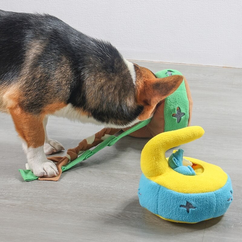 Curling Puzzle Cachorro Brinquedo interativo dispensador de tratamento