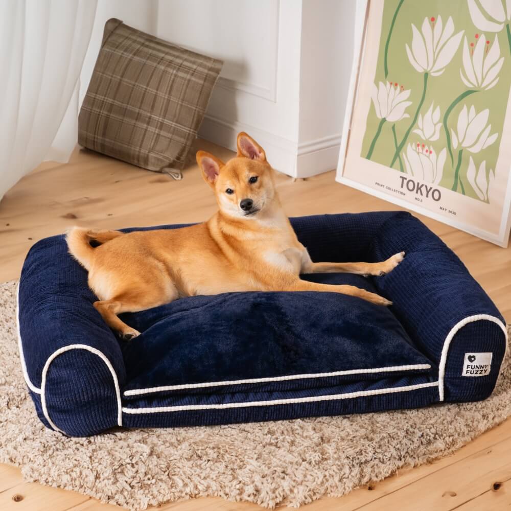 Sofá-cama Ortopédico de Flanela de Dupla Camada para Cães Deluxe