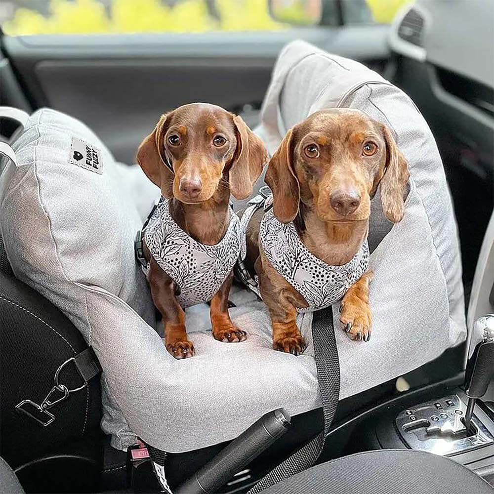 Cama para Assento de Carro para Cachorro Coração Vintage Xadrez