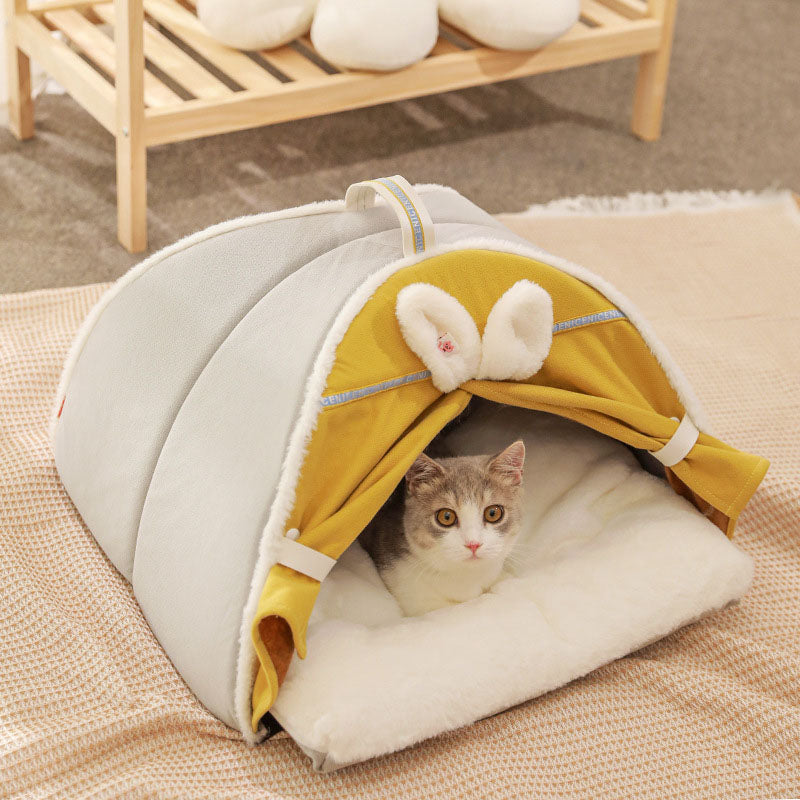 Cama para Gato Fechada em forma de Casa com Orelha de Coelho