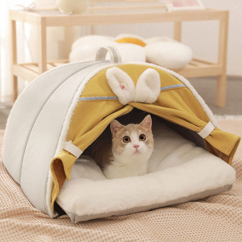 Cama para Gato Fechada em forma de Casa com Orelha de Coelho