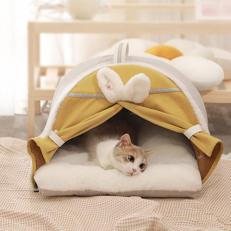 Cama para Gato Fechada em forma de Casa com Orelha de Coelho