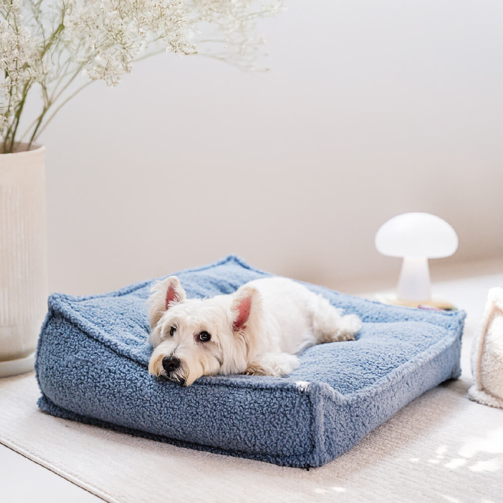 Cama para cães e gatos ortopédica de suporte curvo em tecido de pelúcia à prova d'água