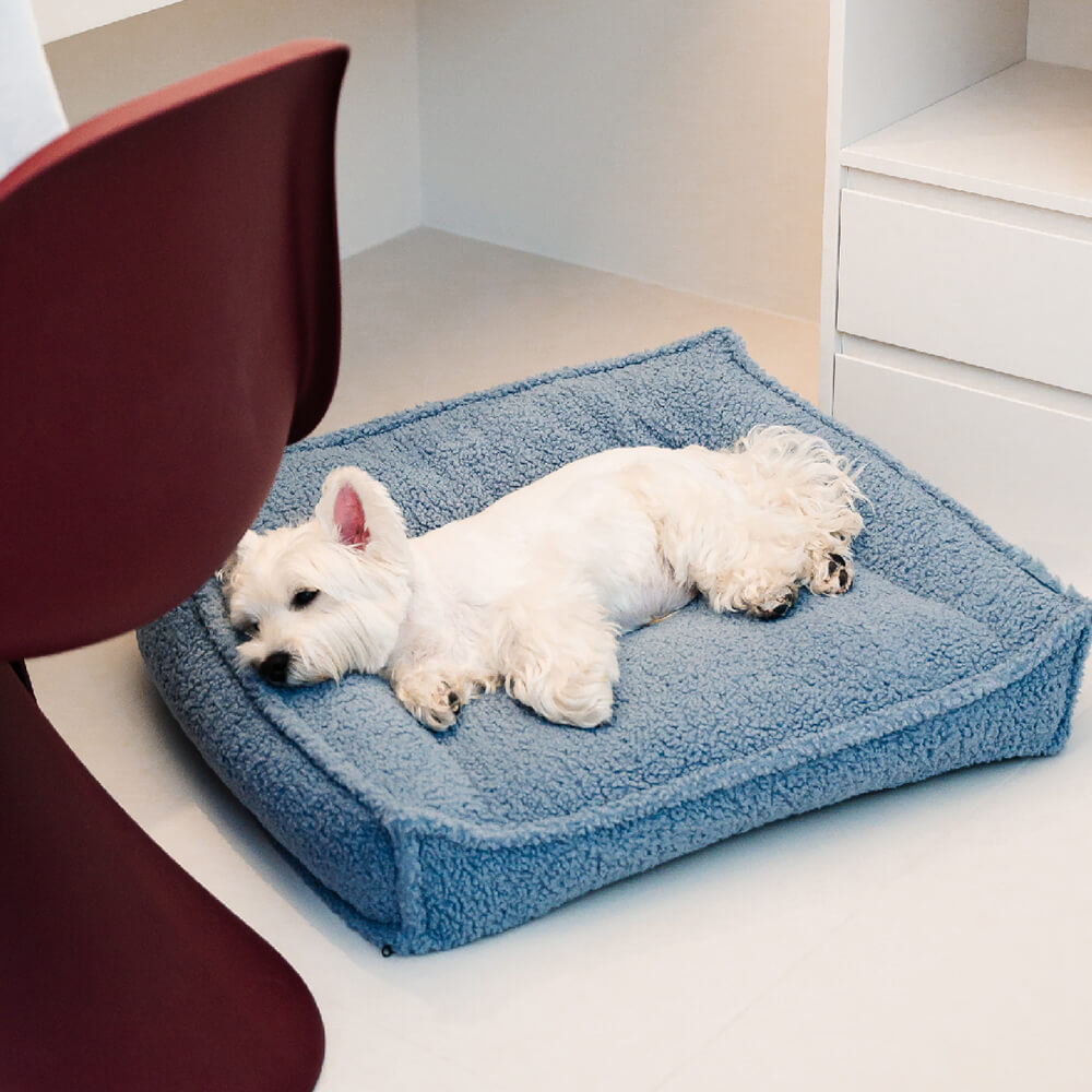 Cama para cães e gatos ortopédica de suporte curvo em tecido de pelúcia à prova d'água