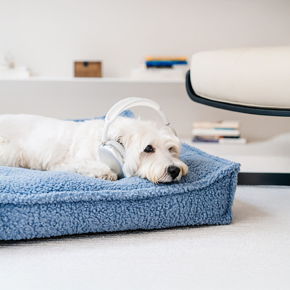 Cama para cães e gatos ortopédica de suporte curvo em tecido de pelúcia à prova d'água