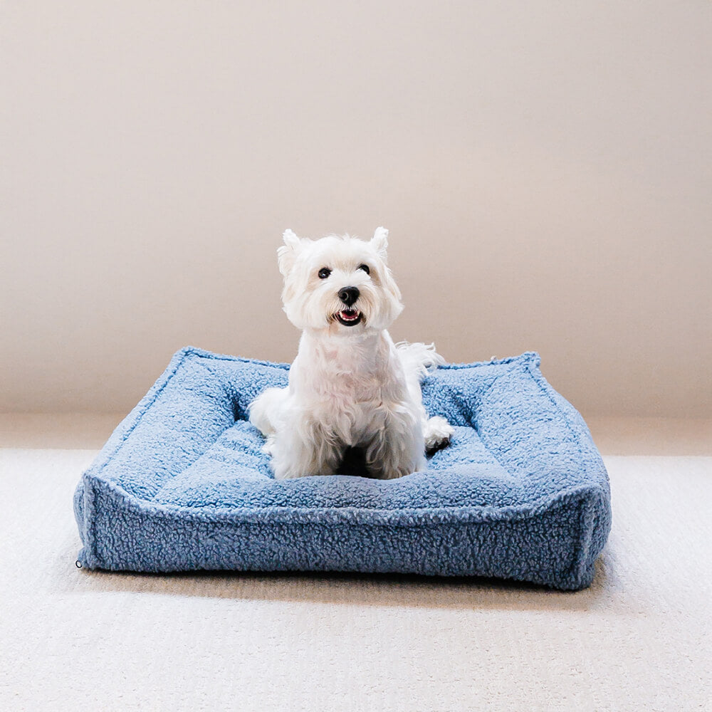 Cama para cães e gatos ortopédica de suporte curvo em tecido de pelúcia à prova d'água