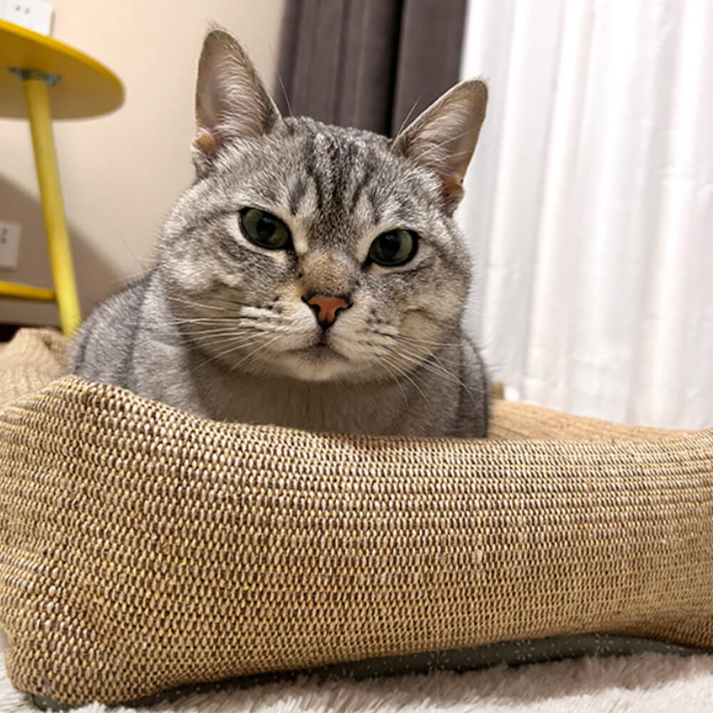 Cama de gato durável de fibra de juta natural resistente a arranhões