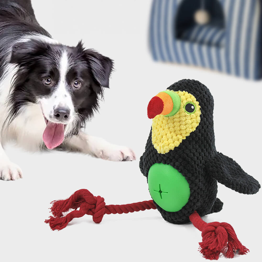 Flamingo Parrot interativo durável corda mastigar brinquedo para cães