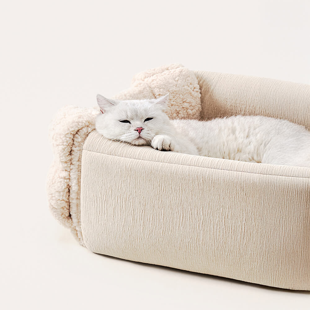 Cama quadrada aconchegante e conversível para gatos com design feito à mão