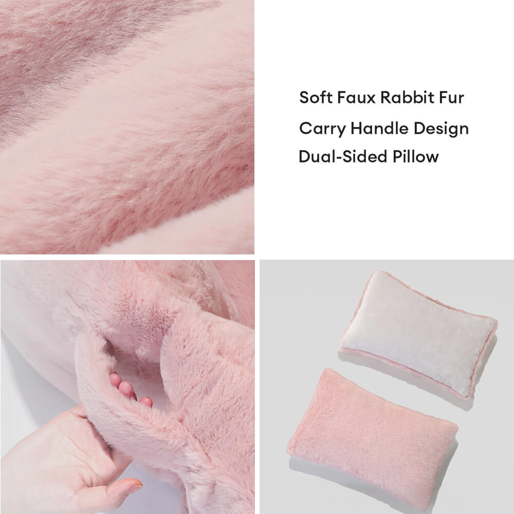 Grande sofá-cama de casal rosa de pelúcia para cães com almofada