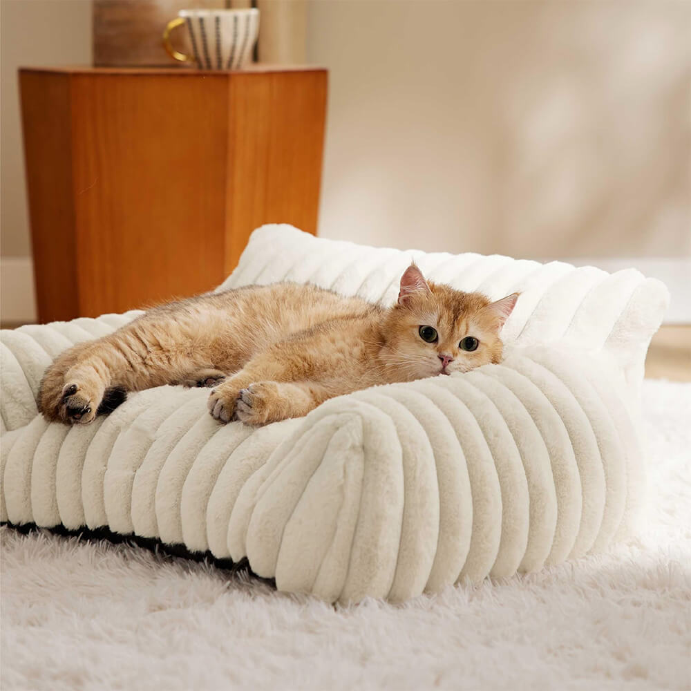 Luxuosa cama macia para cães e gatos com pele de coelho sintética