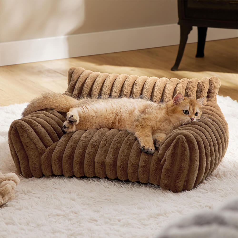 Luxuosa cama macia para cães e gatos com pele de coelho sintética